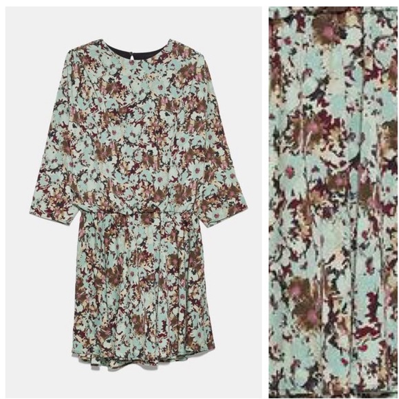 NWT Zara Floral Print Mini Dress Size L - Picture 2 of 6